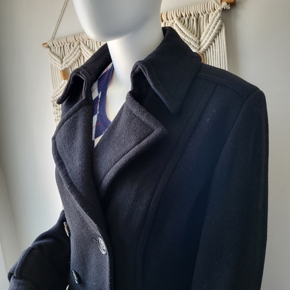 Jones New York black thigh lenght double breasted wool and cashmere coat Sz 12 - Picture 4 of 13